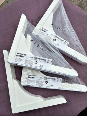 4 IKEA RAMSHULT White Wall Shelf Brackets NWT